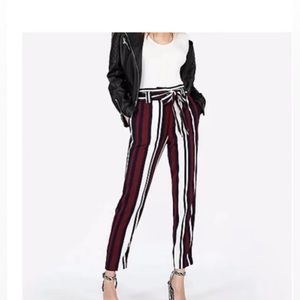 EXPRESS PANTS, Striped High Rise Ankle PaperBag Waist 18R - Blue/Maroon/…